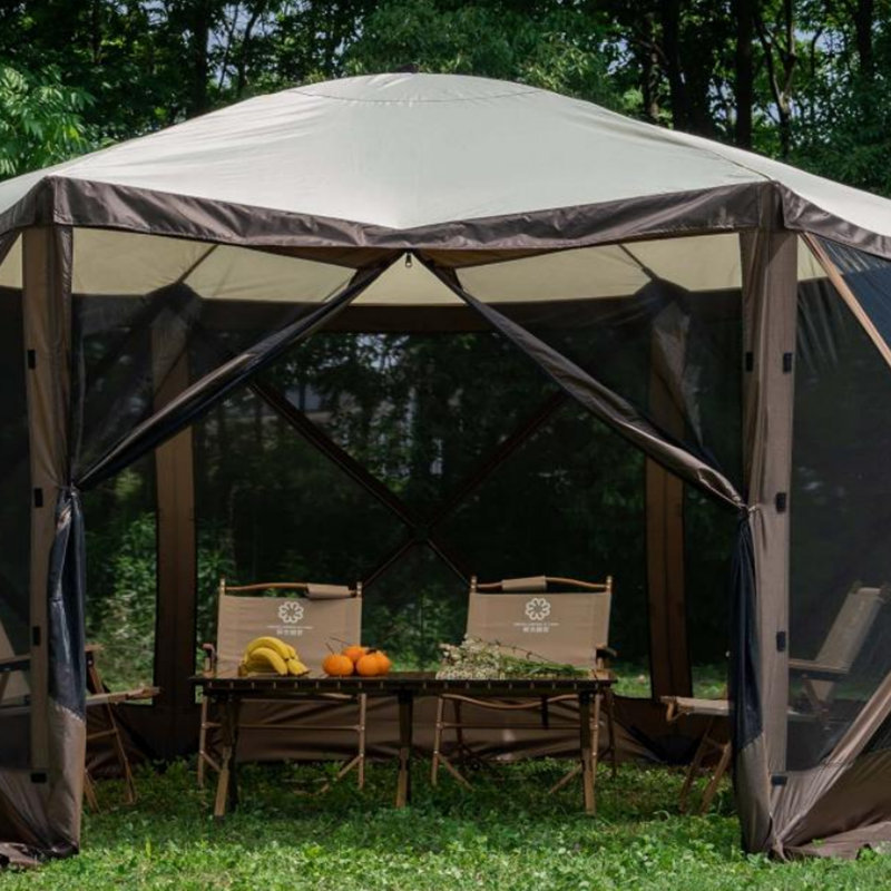 Casas e quartos de tela de acampamento hexágono